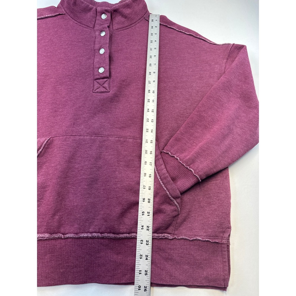 Maurices Womens Pullover Sweatshirt Top L Button Up Funnel Neck Kangaroo Pocket - Picture 3 of 8